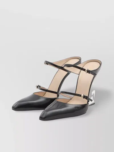 Gucci Glossy Leather Mules With Transparent Wedge Heel