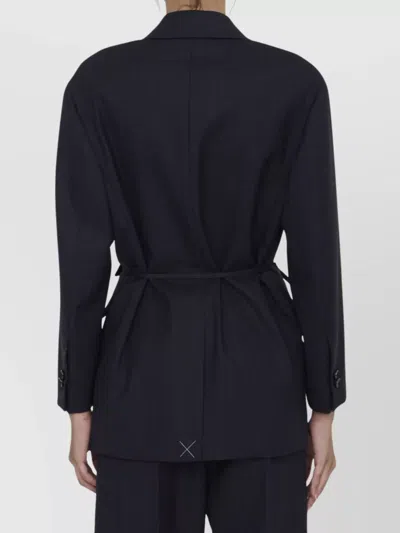 Bottega Veneta Belted Wool Jacket Detachable Pouch In Black