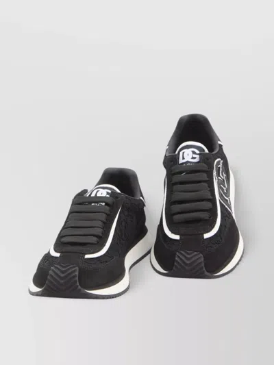 Dolce & Gabbana Dg Cushion Sneakers In Calfskin And Fabric In Multi