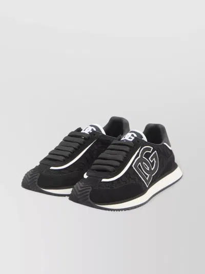 Dolce & Gabbana Dg Cushion Sneakers In Calfskin And Fabric In Multi