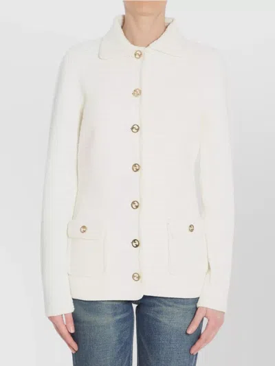 Gucci Crochet Button Cardigan In White