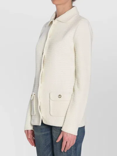 Gucci Crochet Button Cardigan In White