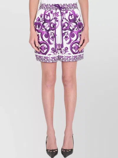 Dolce & Gabbana Maiolica Print Silk Twill Shorts
