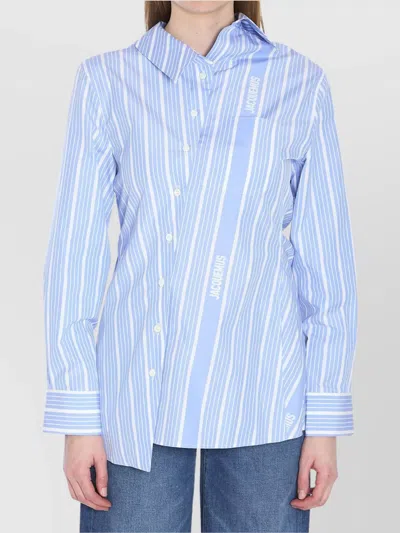 Jacquemus Tailored Striped Shirt With Design And Signature Detailing In Blue