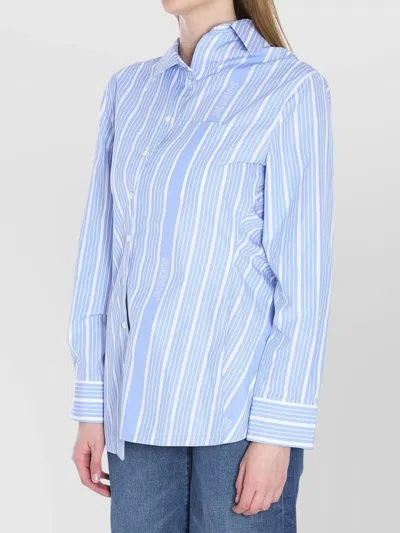 Jacquemus Tailored Striped Shirt With Design And Signature Detailing In Blue