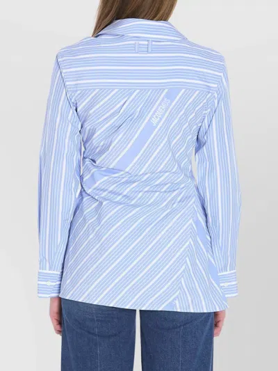 Jacquemus Tailored Striped Shirt With Design And Signature Detailing In Blue