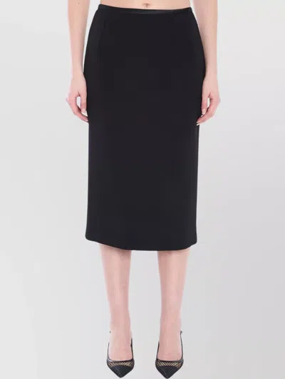 Dolce & Gabbana Wool Crepe Pencil Skirt With Satin Edges In Blue