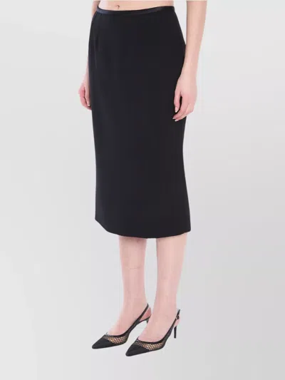 Dolce & Gabbana Wool Crepe Pencil Skirt With Satin Edges In Blue