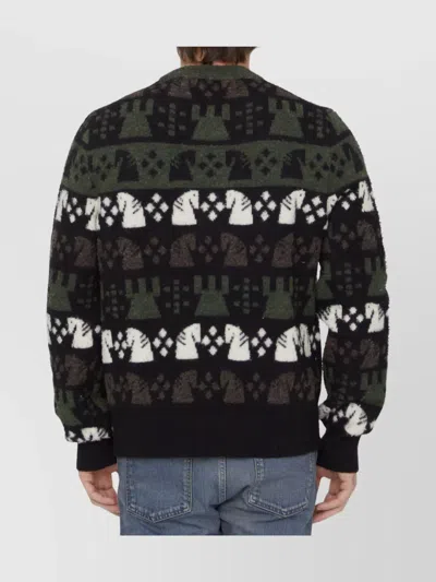 Burberry Embroidered Wool Chess Crewneck Sweater In Multi