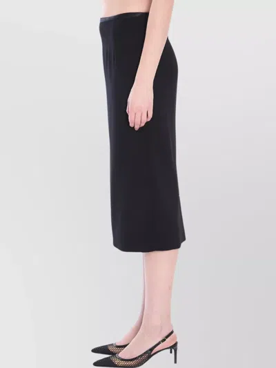 Dolce & Gabbana Wool Crepe Pencil Skirt With Satin Edges In Blue