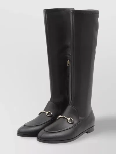 Gucci Ankle Boots With Flat Sole And Gold-tone Hardware In Black