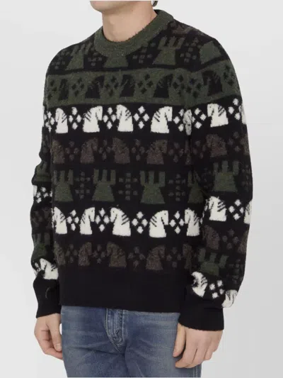 Burberry Embroidered Wool Chess Crewneck Sweater In Multi