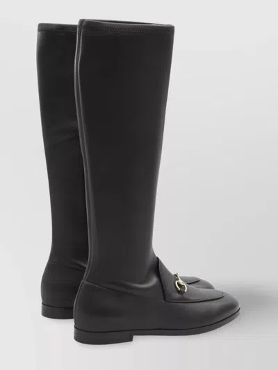 Gucci Ankle Boots With Flat Sole And Gold-tone Hardware In Black