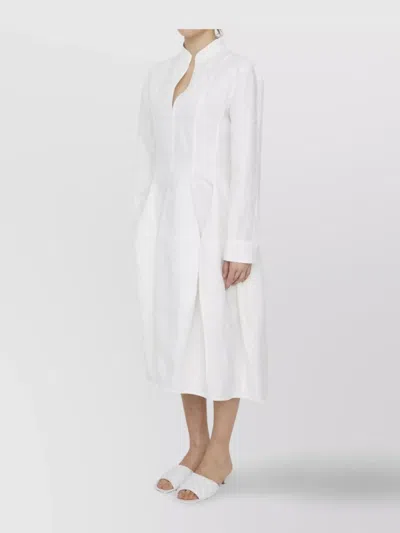 Bottega Veneta Linen And Viscose Dress With Buttoned Sleeves