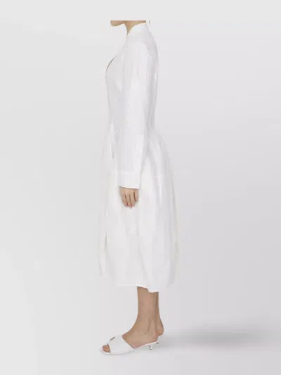 Bottega Veneta Linen And Viscose Dress With Buttoned Sleeves