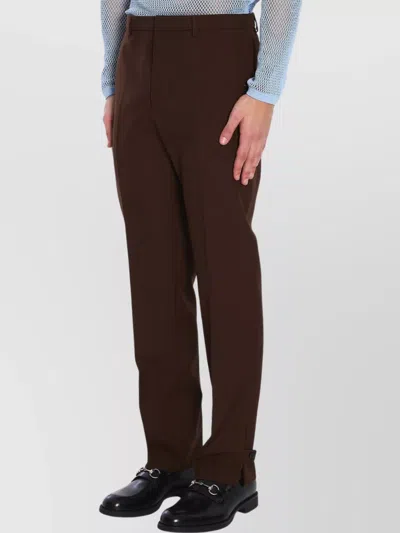 Gucci Wool Twill Trousers In Brown