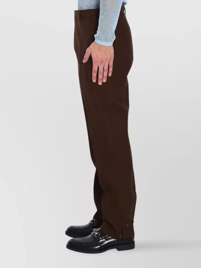 Gucci Wool Twill Trousers In Brown