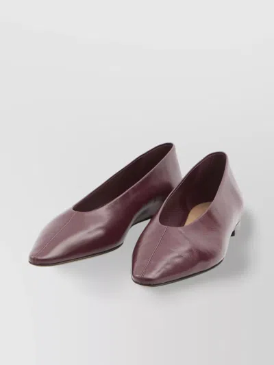 Bottega Veneta Sofia Leather Pointed Toe Ballet Flats