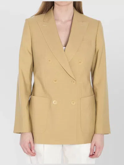 Max Mara Peak Lapels Double-breasted Blazer In Neutral