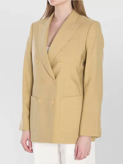 Max Mara Peak Lapels Double-breasted Blazer In Neutral