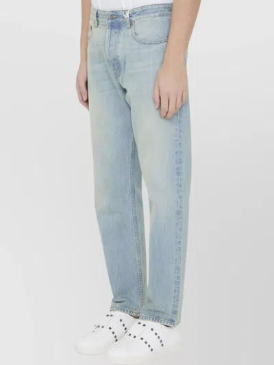 Valentino Vlogo Signature Embossed Tapered Jeans In Blue