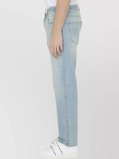 Valentino Vlogo Signature Embossed Tapered Jeans In Blue