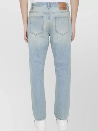 Valentino Vlogo Signature Embossed Tapered Jeans In Blue