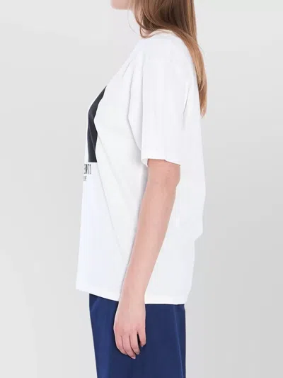 Valentino Crewneck Graphic Print Ribbed Short-sleeve Cotton Jersey In White