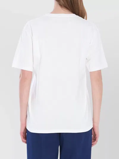 Valentino Crewneck Graphic Print Ribbed Short-sleeve Cotton Jersey In White