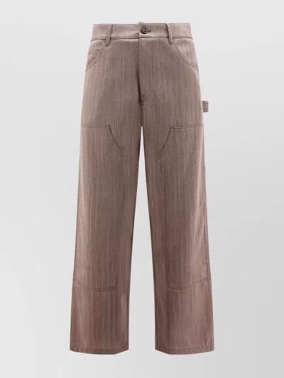 Golden Goose Journey Virgin Wool Blend Herringbone Painter Pants In Brown