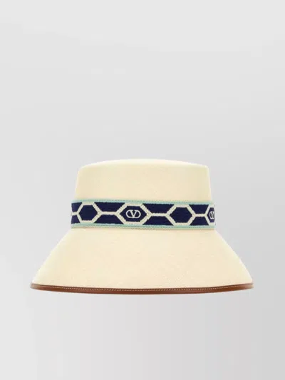 Valentino Embroidered Band Straw Bucket Hat