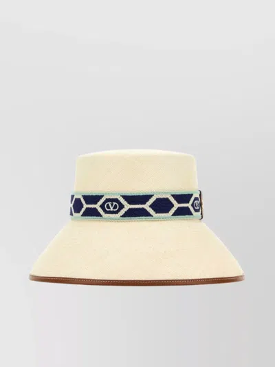 Valentino Embroidered Band Straw Bucket Hat