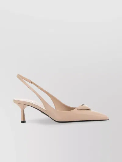 Prada Leather Pumps With Pointed Toe And Kitten Heel