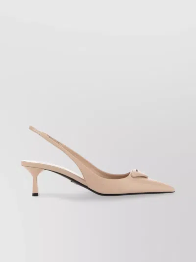 Prada Leather Pumps With Pointed Toe And Kitten Heel
