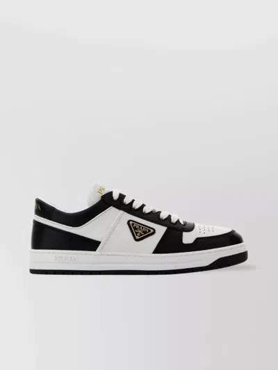 Prada Urban Leather Sneakers Featuring Contrast Panels In Black
