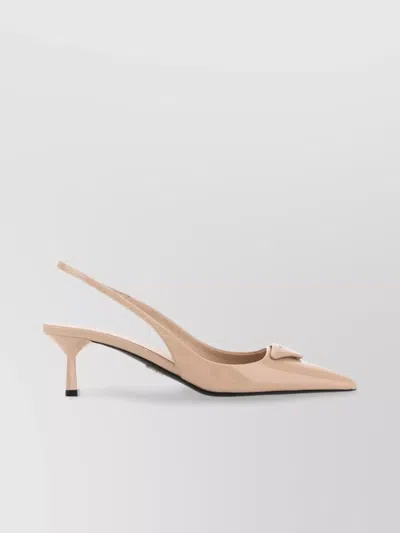 Prada Leather Kitten Heel Pumps With Pointed Toe