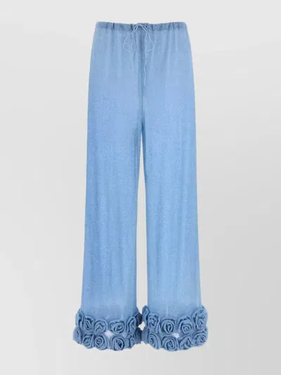 Oseree Pant Wide-leg Floral Embellishments In Blue