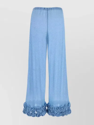 Oseree Pant Wide-leg Floral Embellishments In Blue
