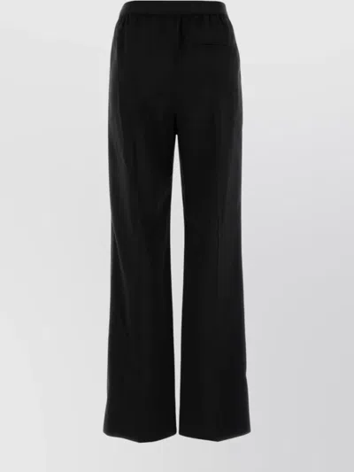 Loewe Wool Trousers With Wide Leg And Elastic Waistband In Black