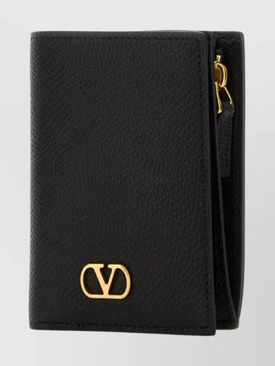 Valentino Portafoglio Vlogo In Pelle Nera Donna In Black