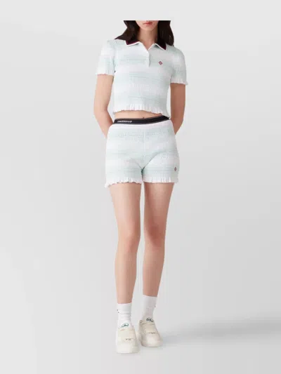 Casablanca Short-sleeved Cotton Sweater With Contrasting Details In White