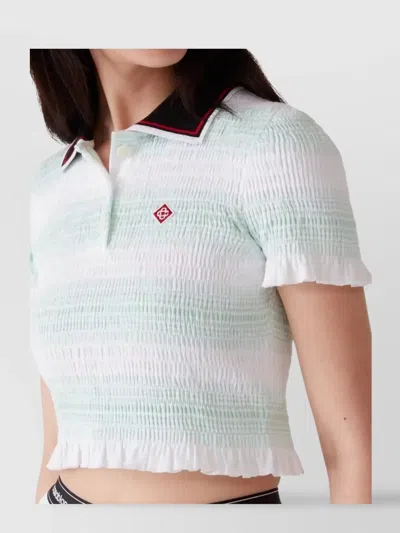 Casablanca Short-sleeved Cotton Sweater With Contrasting Details In White