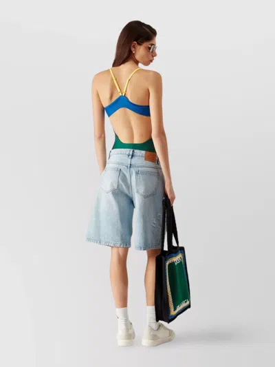 Casablanca Block Swimsuit With High-cut Leg In Green