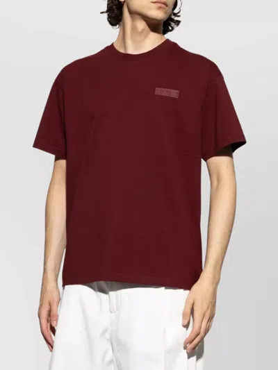 Givenchy Logo Crewneck T-shirt With Short Sleeves In Burgundy