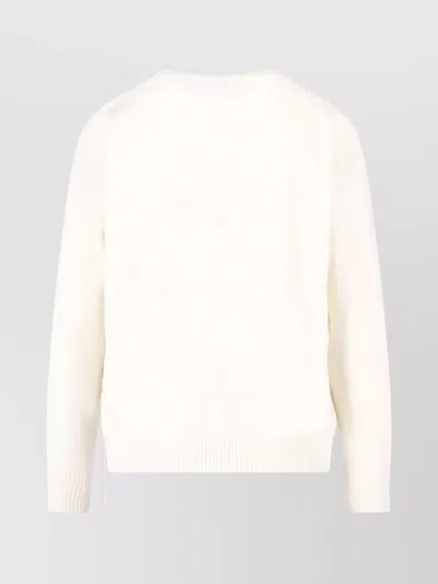 Max Mara Crew Neck Wool Cashmere Sweater With Graphic Detail