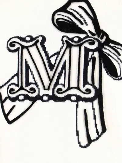 Max Mara Crew Neck Wool Cashmere Sweater With Graphic Detail