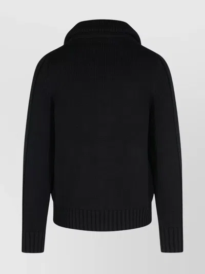 Tom Ford Wool Sweater With Front Pockets And High Collar In Black