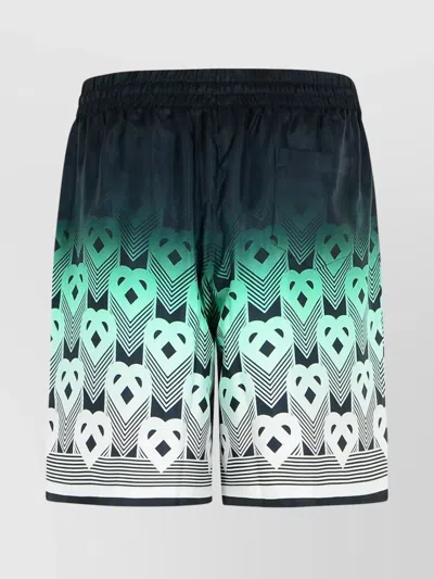 Casablanca Silk Bermuda Shorts Featuring Elastic Waistband In Green