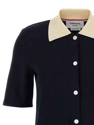 Thom Browne Collared Dress With Short Sleeves In Black