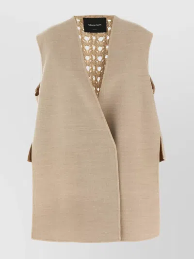Fabiana Filippi Tricot Wool Vest Gilet Beige